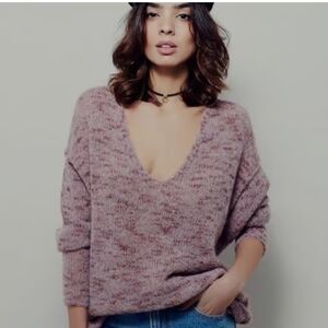 Free People Stella Softly Oversized Boho Alpaca MohairSweater, Size XS EUC